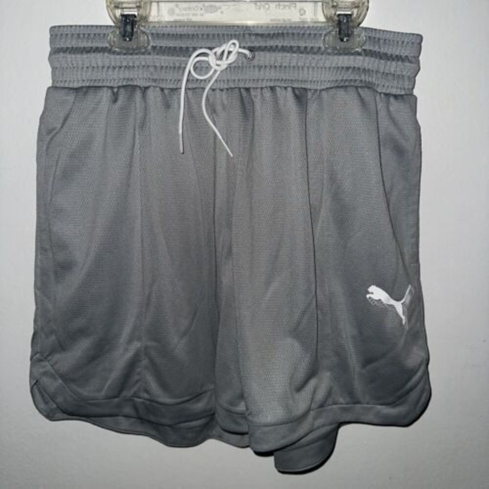Puma Women's Foundation Basketball Draw String Shorts Sz L Gray NWT MSRP $40